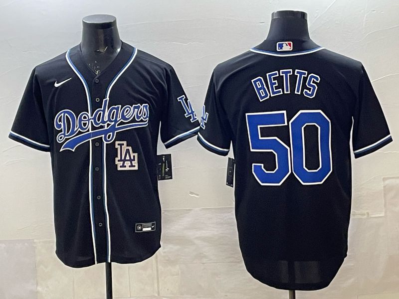 Men 2025 Nike Los Angeles Dodgers #50 Betts Black MLB Jersey style 0015->los angeles dodgers->MLB Jersey